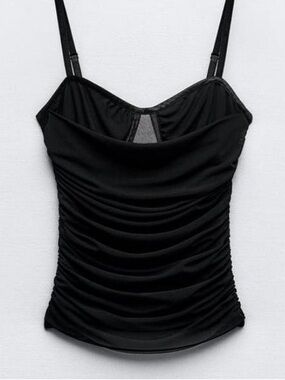 Zara Black Corset Ruched Top